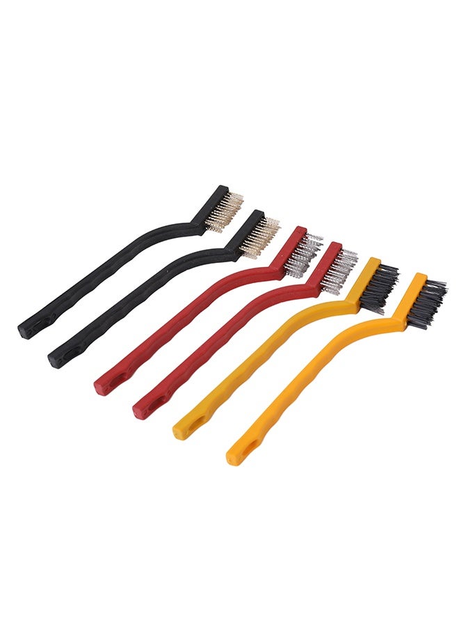 LAWAZIM Wire Brush Set -6 Piece- Handheld Cleaning Brush Set with Stainless Steel, Nylon & Iron Brushes, Curved Plastic Handles with Hanging Holes for Household Cleaning, Garage, Workshop & DIY Use - Image 2